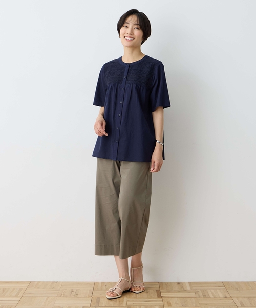 DECOY SINCE 1981（デコイシンスイチキュウハチイチ）の「インド綿レースブラウス（シャツ/ブラウス・レディース・ネイビー/ホワイト・9号/11号/13号/17号/15号）」の6枚目の写真