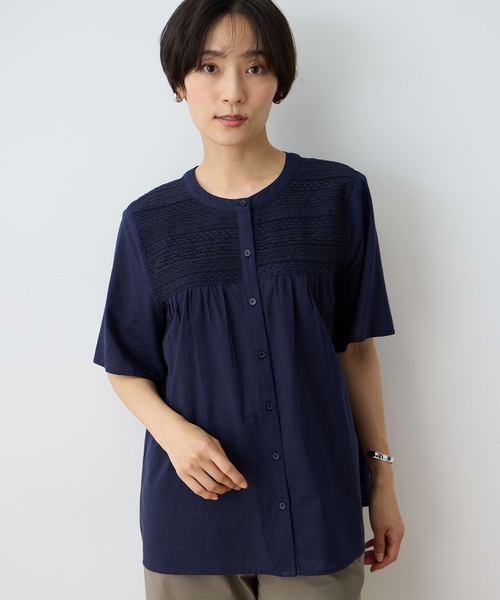 DECOY SINCE 1981（デコイシンスイチキュウハチイチ）の「インド綿レースブラウス（シャツ/ブラウス・レディース・ネイビー/ホワイト・9号/11号/13号/17号/15号）」の10枚目の写真