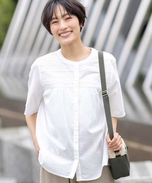 DECOY SINCE 1981（デコイシンスイチキュウハチイチ）の「インド綿レースブラウス（シャツ/ブラウス・レディース・ネイビー/ホワイト・9号/11号/13号/17号/15号）」の2枚目の写真