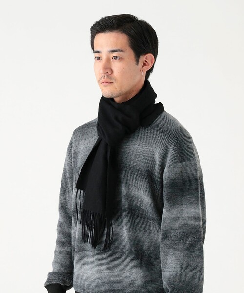 B:MING by BEAMS（ビーミングバイビームス）の「ウール ソリッド マフラー（ユニセックス）（マフラー・メンズ・レッド/ネイビー/ベージュ/ブラック・ONE SIZE）」の5枚目の写真