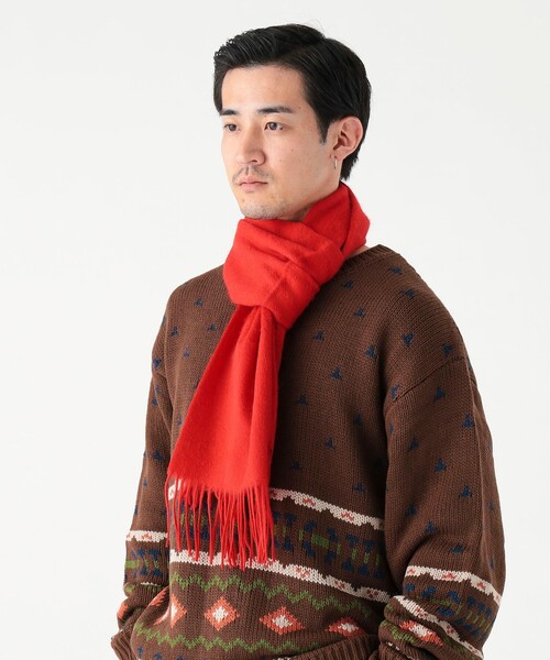 B:MING by BEAMS（ビーミングバイビームス）の「ウール ソリッド マフラー（ユニセックス）（マフラー・メンズ・レッド/ネイビー/ベージュ/ブラック・ONE SIZE）」の6枚目の写真