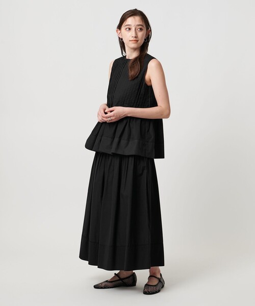コットンシルク シルキータックノースリーブブラウス