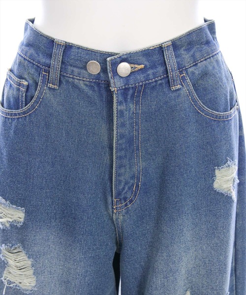 clear（クリア）の「ダメージワイドデニムパンツ[着回し力抜群 大人 カジュアル]≪SS新作≫（デニムパンツ・レディース・ブラック/ブルー・F）」の17枚目の写真