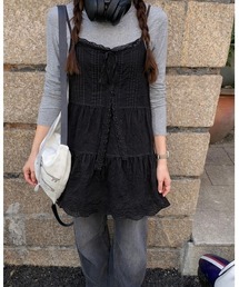 LADY LIKE（レディライク）の「レースリボン付きミニ丈キャミワンピース（ワンピース）」