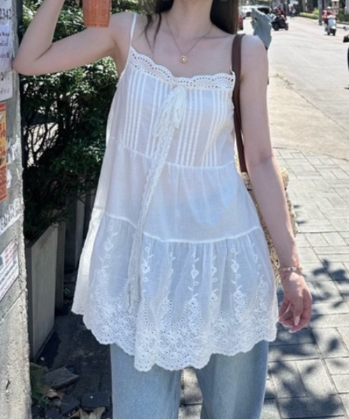 LADY LIKE（レディライク）の「レースリボン付きミニ丈キャミワンピース（ワンピース・レディース・ホワイト・M）」の22枚目の写真