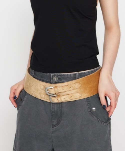 LAGUA GEM（ラグアジェム）の「COAT FLOW ベルト（ベルト・レディース・ブラック/ベージュ・FREE）」の2枚目の写真