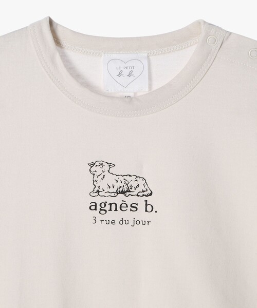 agnes b.(アニエスベー)の「ベビー ロゴ コットン 半袖 Tシャツ Agneau(Tシャツ/カットソー・キッズ・ベージュ・2YEAR/1YEAR/18M)」の3枚目の写真