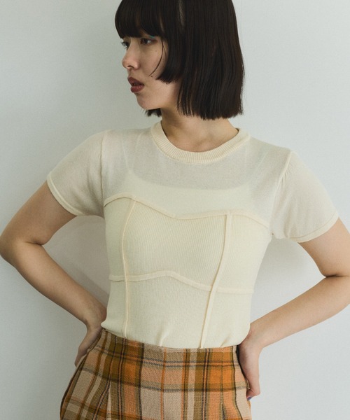 VICKY（ビッキー）の「ビスチェ風切り替えニットトップス≪手洗い可能≫（ニット/セーター・レディース・オフホワイト/ブラック・M）」の8枚目の写真