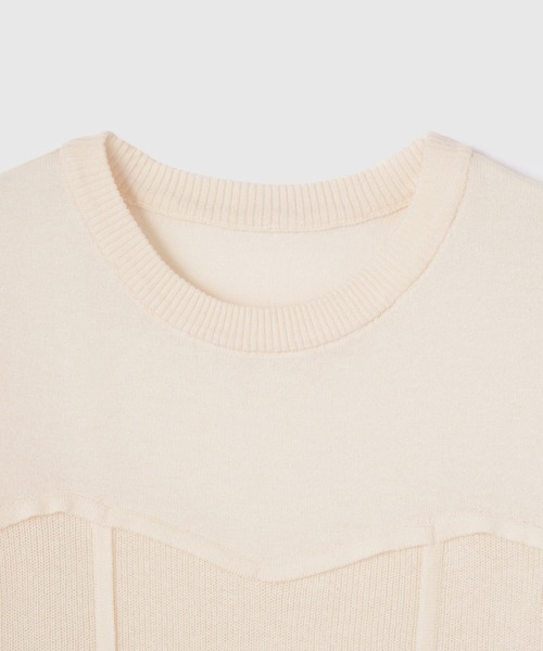 VICKY（ビッキー）の「ビスチェ風切り替えニットトップス≪手洗い可能≫（ニット/セーター・レディース・オフホワイト/ブラック・M）」の5枚目の写真