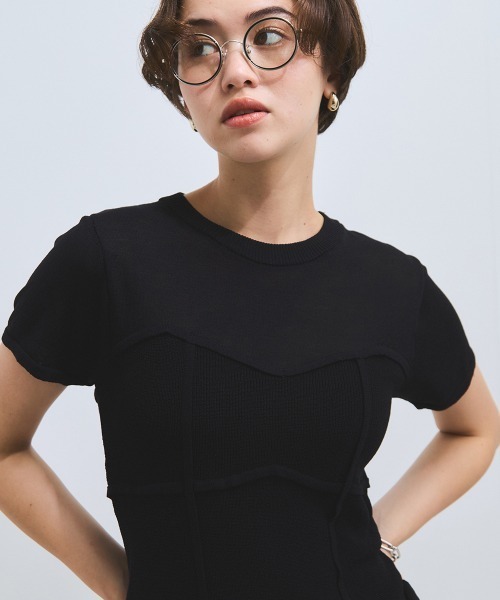 VICKY（ビッキー）の「ビスチェ風切り替えニットトップス≪手洗い可能≫（ニット/セーター・レディース・オフホワイト/ブラック・M）」の14枚目の写真