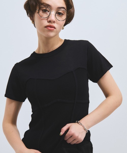 VICKY（ビッキー）の「ビスチェ風切り替えニットトップス≪手洗い可能≫（ニット/セーター・レディース・オフホワイト/ブラック・M）」の13枚目の写真