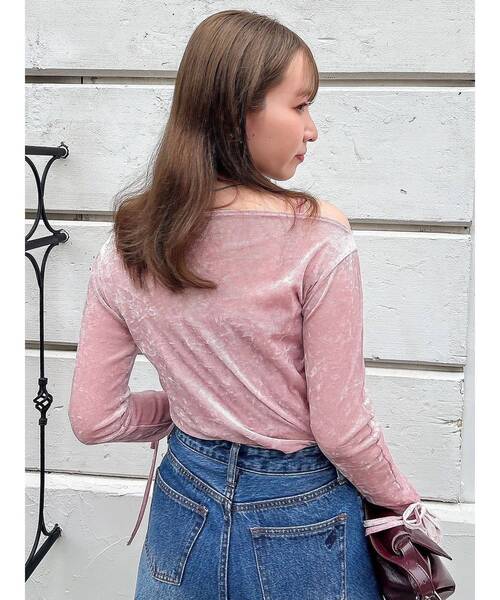 dazzlin（ダズリン）の「シアーベロアレイヤードトップス（Tシャツ/カットソー・レディース・ピンク/イエロー/ブラック/ブラウン・FREE）」の9枚目の写真