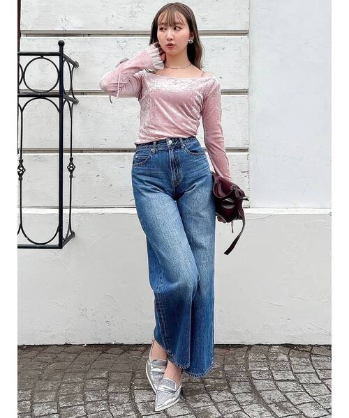 dazzlin（ダズリン）の「シアーベロアレイヤードトップス（Tシャツ/カットソー・レディース・ピンク/イエロー/ブラック/ブラウン・FREE）」の11枚目の写真