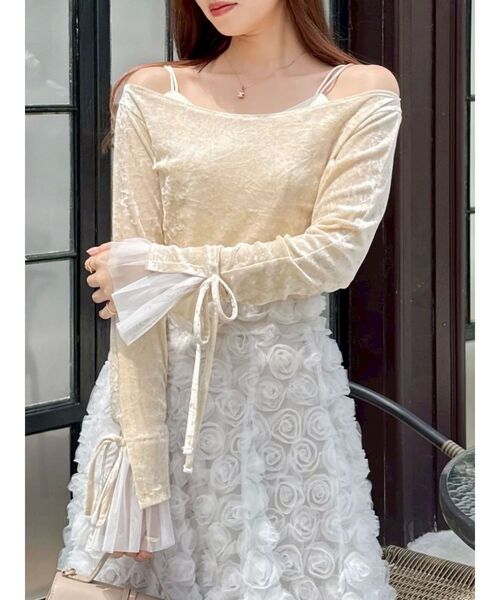 dazzlin（ダズリン）の「シアーベロアレイヤードトップス（Tシャツ/カットソー・レディース・ピンク/イエロー/ブラック/ブラウン・FREE）」の14枚目の写真