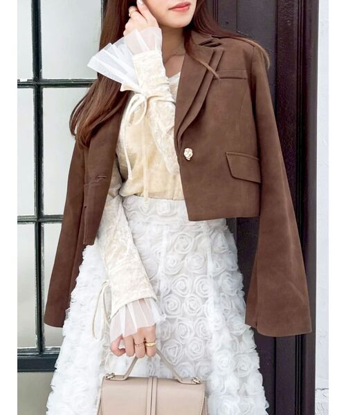 dazzlin（ダズリン）の「シアーベロアレイヤードトップス（Tシャツ/カットソー・レディース・ピンク/イエロー/ブラック/ブラウン・FREE）」の18枚目の写真