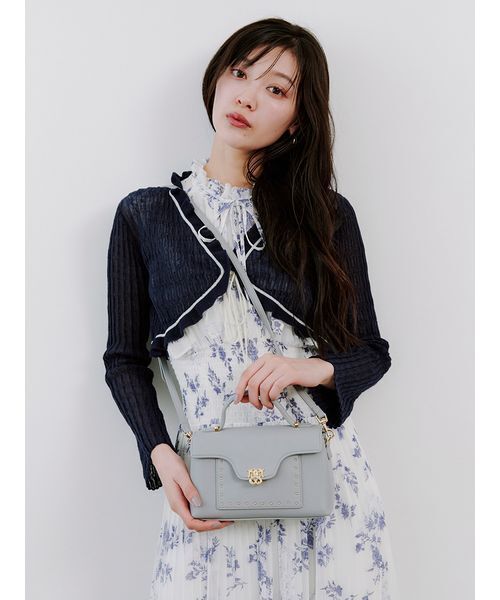 【超美品】Snidel リボン 2way ハンド ショルダー バッグ 黒 24SS スクエアギャザーバッグ ハンドバッグ ショルダーバッグ