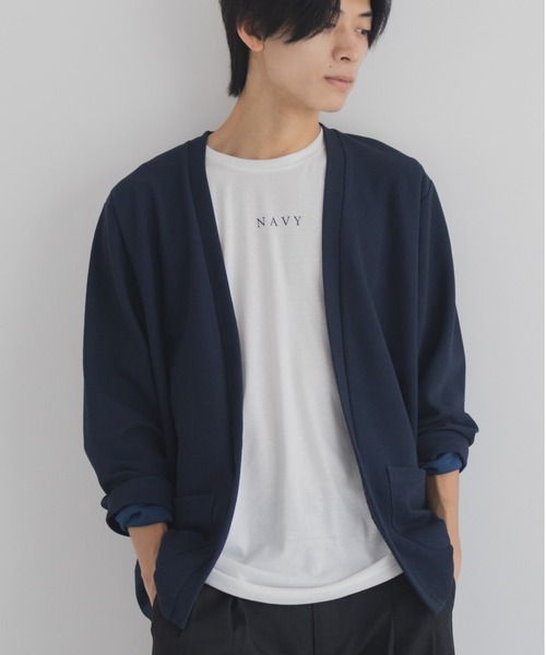 NAVY(ネイビー)の「NAVY 着流しカーディガンサンブル【UVカット】(アンサンブル・メンズ・ブラウン/ネイビー/ブラック/グレー・S/M/L/XL)」の4枚目の写真