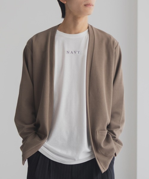 NAVY(ネイビー)の「NAVY 着流しカーディガンサンブル【UVカット】(アンサンブル・メンズ・ブラウン/ネイビー/ブラック/グレー・S/M/L/XL)」の3枚目の写真