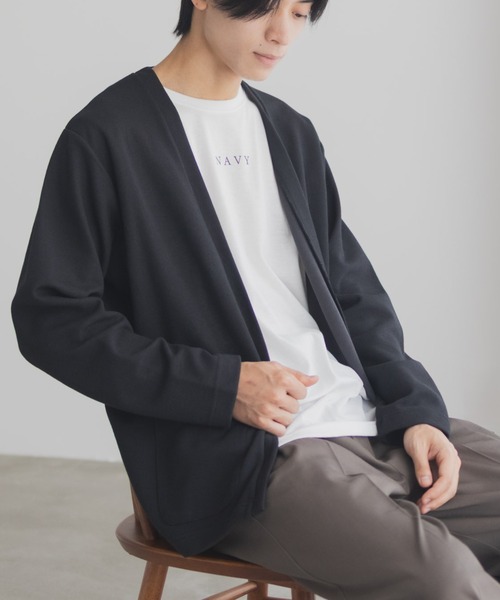 NAVY(ネイビー)の「NAVY 着流しカーディガンサンブル【UVカット】(アンサンブル・メンズ・ブラウン/ネイビー/ブラック/グレー・S/M/L/XL)」の1枚目の写真