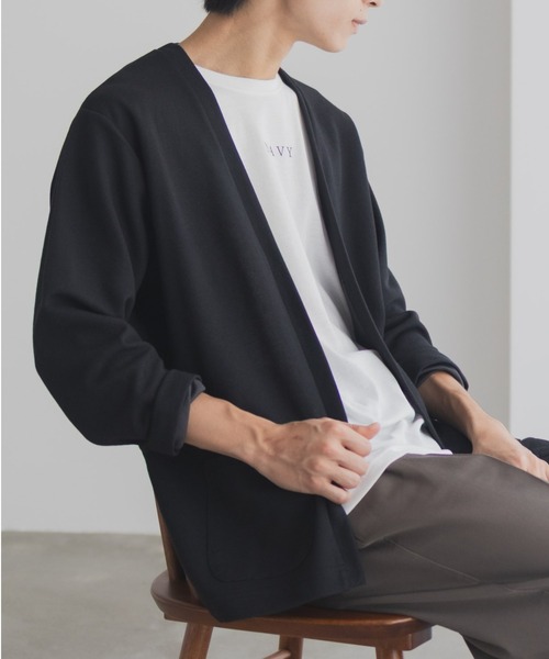 NAVY(ネイビー)の「NAVY 着流しカーディガンサンブル【UVカット】(アンサンブル・メンズ・ブラウン/ネイビー/ブラック/グレー・S/M/L/XL)」の14枚目の写真