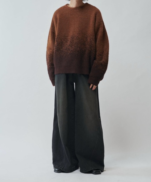 Lui's（ルイス）の「【Neucon/ニューコン】バイカラーグラデーションオーバーサイズシャギーニット（ニット/セーター・メンズ・ブラウン/ブラック・1/2）」の8枚目の写真