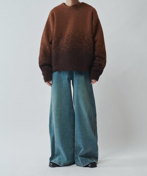 Lui's（ルイス）の「【Neucon/ニューコン】バイカラーグラデーションオーバーサイズシャギーニット（ニット/セーター・メンズ・ブラウン/ブラック・1/2）」の10枚目の写真