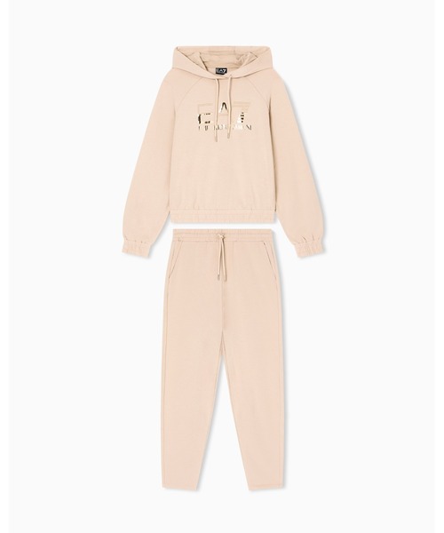 EMPORIO ARMANI EA7(エンポリオアルマーニイーエーセブン)の「【エンポリオ アルマーニ EA7】トラックスーツ オーガニックコットン混紡 オーバーサイズロゴ(セットアップ・レディース・ベージュ/ブラック・LARGE/MEDIUM/SMALL/X-SMALL)」の6枚目の写真