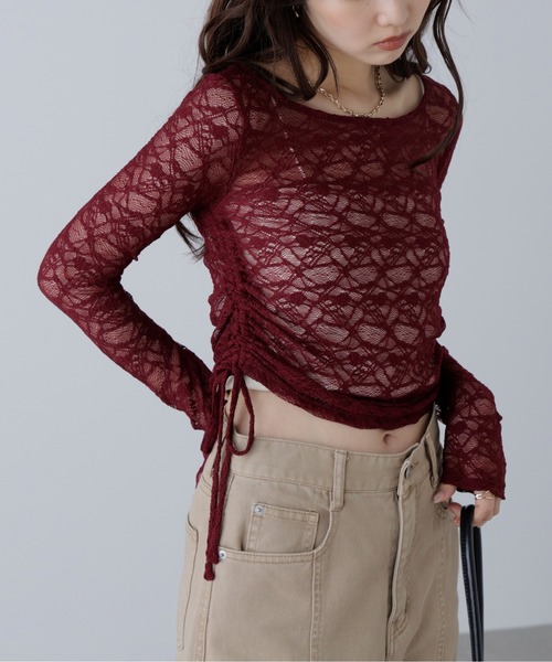 FREE'S MART（フリーズマート）の「◆サイドドロストレースカットソー（Tシャツ/カットソー・レディース・グレー/ブラック/ホワイト/ボルドー・FREE）」の5枚目の写真