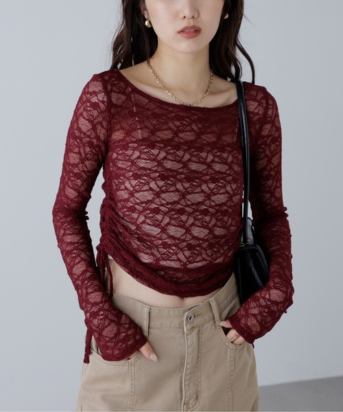 FREE'S MART（フリーズマート）の「◆サイドドロストレースカットソー（Tシャツ/カットソー・レディース・グレー/ブラック/ホワイト/ボルドー・FREE）」の6枚目の写真