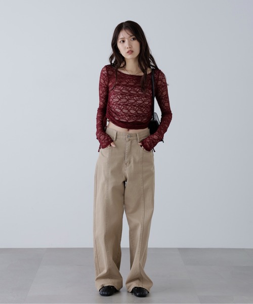 FREE'S MART（フリーズマート）の「◆サイドドロストレースカットソー（Tシャツ/カットソー・レディース・グレー/ブラック/ホワイト/ボルドー・FREE）」の9枚目の写真