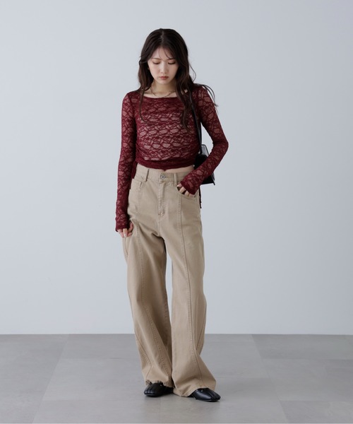 FREE'S MART（フリーズマート）の「◆サイドドロストレースカットソー（Tシャツ/カットソー・レディース・グレー/ブラック/ホワイト/ボルドー・FREE）」の10枚目の写真