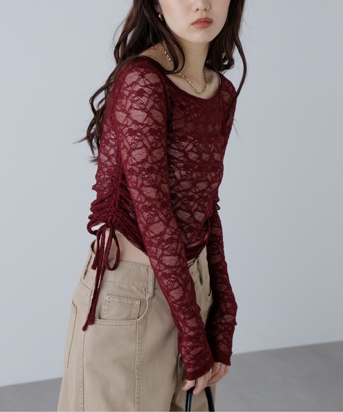 FREE'S MART（フリーズマート）の「◆サイドドロストレースカットソー（Tシャツ/カットソー・レディース・グレー/ブラック/ホワイト/ボルドー・FREE）」の7枚目の写真