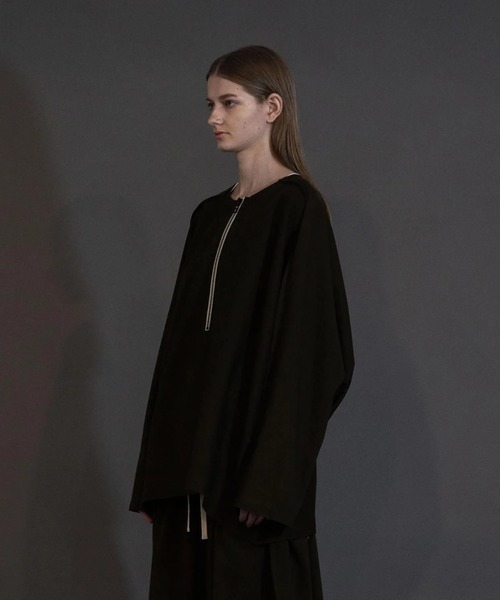 my beautiful landlet(マイビューティフルランドレット)の「【my beautiful landlet】 PONTE KNIT FRONT ZIP PULLOVER(その他トップス・メンズ・ホワイト/ブラック/カーキ/グレー・0/1)」の12枚目の写真