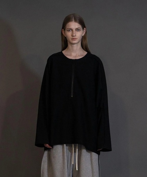 my beautiful landlet(マイビューティフルランドレット)の「【my beautiful landlet】 PONTE KNIT FRONT ZIP PULLOVER(その他トップス・メンズ・ホワイト/ブラック/カーキ/グレー・0/1)」の8枚目の写真