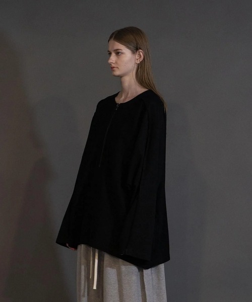 my beautiful landlet(マイビューティフルランドレット)の「【my beautiful landlet】 PONTE KNIT FRONT ZIP PULLOVER(その他トップス・メンズ・ホワイト/ブラック/カーキ/グレー・0/1)」の9枚目の写真