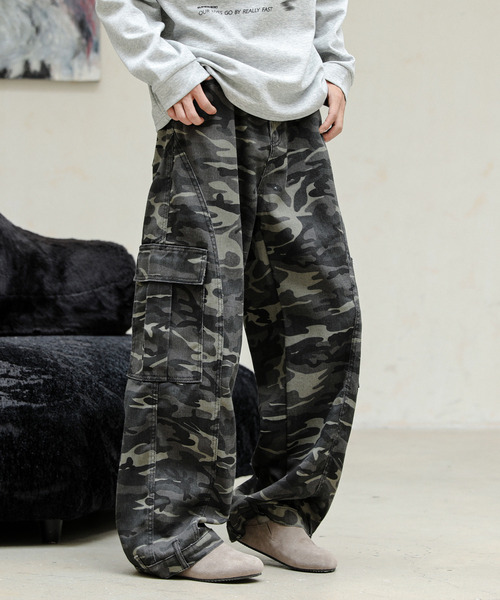 セール】【neos】ルーズシルエット 迷彩 カモフラージュ カーブ ワイド