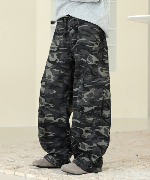 セール】【neos】ルーズシルエット 迷彩 カモフラージュ カーブ ワイド