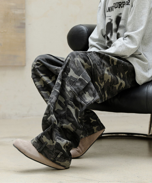 セール】【neos】ルーズシルエット 迷彩 カモフラージュ カーブ ワイド