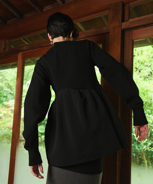 【OMMO】TUCK FLARE KNIT CD ブラック TUCK FLARE KNIT CD（カーディガン/ボレロ）｜OMMO（オーエムエムオー