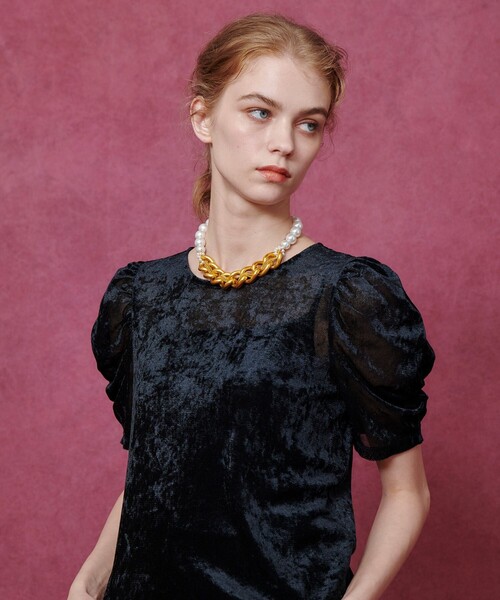 2 美品　LOULOU WILLOUGHBY ベロア　チュニック LOULOU WILLOUGHBY】ベロア半袖プルオーバー|allureville