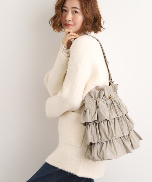 grove（グローブ）の「【撥水】ティアードドロストショルダー（ショルダーバッグ・レディース・ダークグレー/アイボリー/ブラック/ライトベージュ・00）」の11枚目の写真