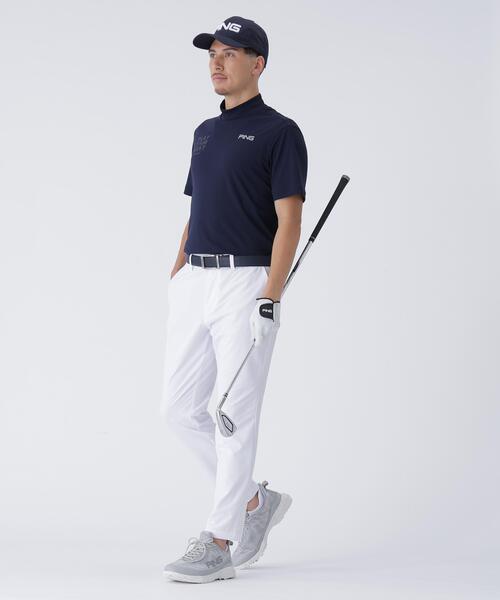 【ホワイト】サライテック半袖ハイネックシャツ <EARLY AUTUMN> (MENS) PING APPAREL】サライテック半袖ハイネックシャツ ＜EARLY AUTUMN