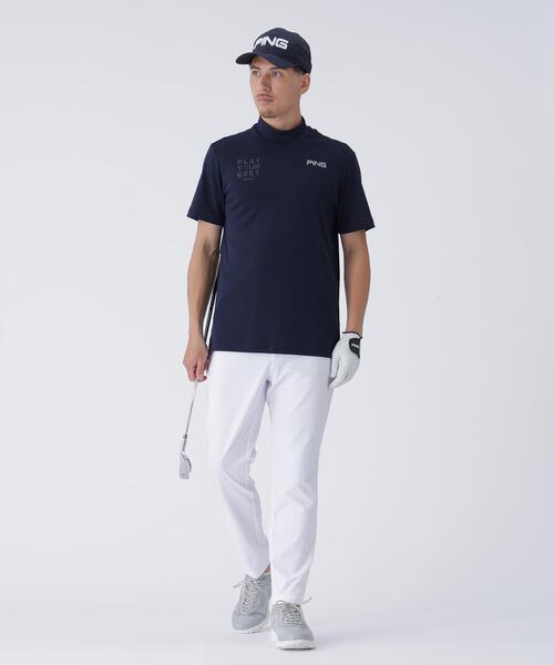 【ネイビー】サライテック半袖ハイネックシャツ <EARLY AUTUMN> (MENS) PING APPAREL】サライテック半袖ハイネックシャツ ＜EARLY AUTUMN