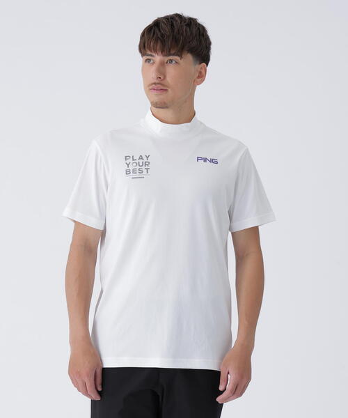 【ネイビー】サライテック半袖ハイネックシャツ <EARLY AUTUMN> (MENS) PING APPAREL】サライテック半袖ハイネックシャツ ＜EARLY AUTUMN
