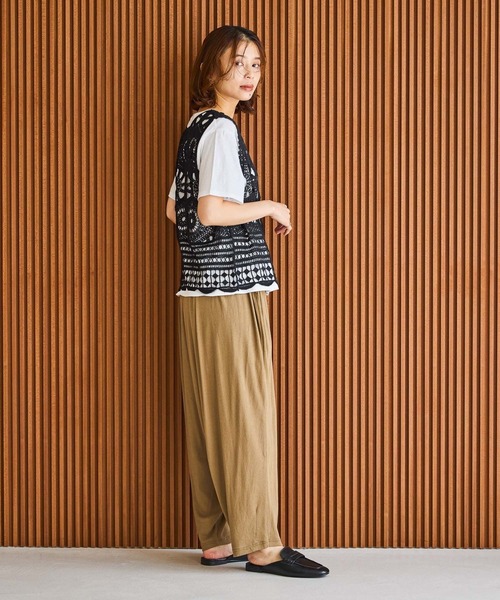 studio CLIP（スタディオクリップ）の「コットンクロシェレースノースリーブプルオーバー（ニット/セーター・レディース・ブラック/ナチュラル・FREE）」の7枚目の写真