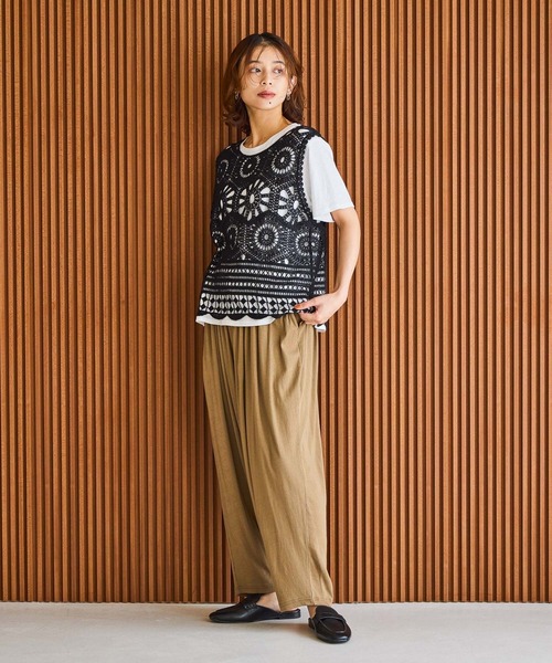 studio CLIP（スタディオクリップ）の「コットンクロシェレースノースリーブプルオーバー（ニット/セーター・レディース・ブラック/ナチュラル・FREE）」の9枚目の写真