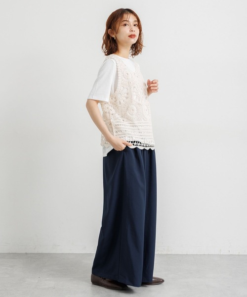 studio CLIP（スタディオクリップ）の「コットンクロシェレースノースリーブプルオーバー（ニット/セーター・レディース・ブラック/ナチュラル・FREE）」の22枚目の写真