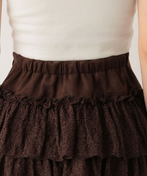 レース切り替えフリルミニスカート 590759（スカート）｜Heather
