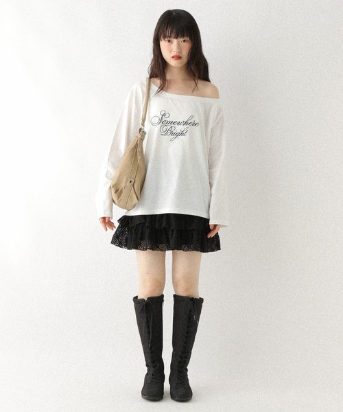 レース切り替えフリルミニスカート 590759（スカート）｜Heather