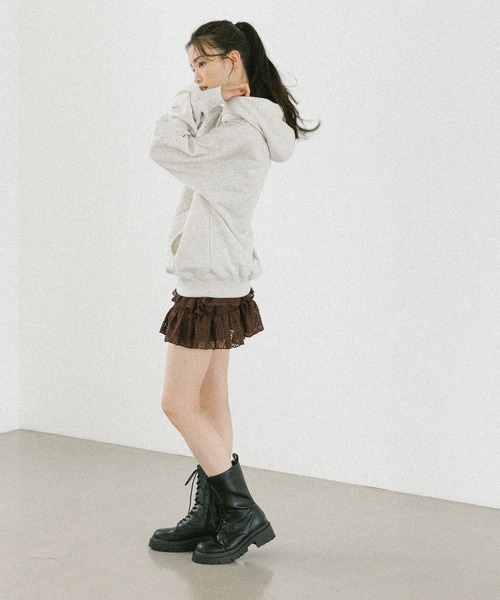 Heather（ヘザー）の「レース切り替えフリルミニスカート　590759（スカート・レディース・ブラック/オフホワイト/ブラウン・S/M）」の4枚目の写真